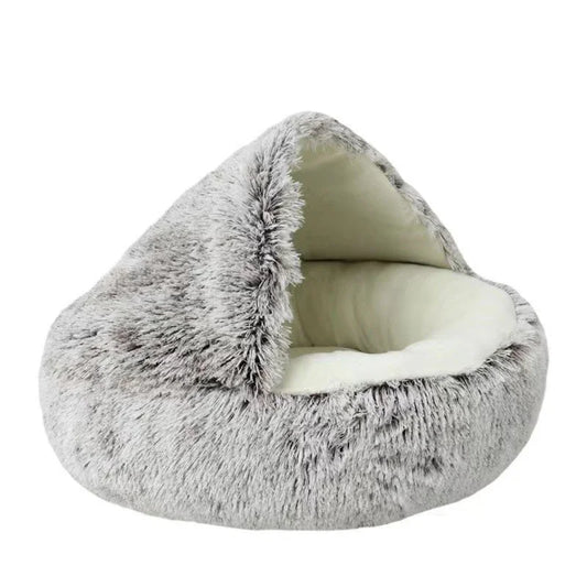 Soft Plush Cat Bed with Cover Round