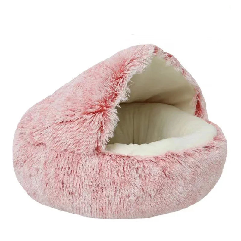 Soft Plush Cat Bed with Cover Round